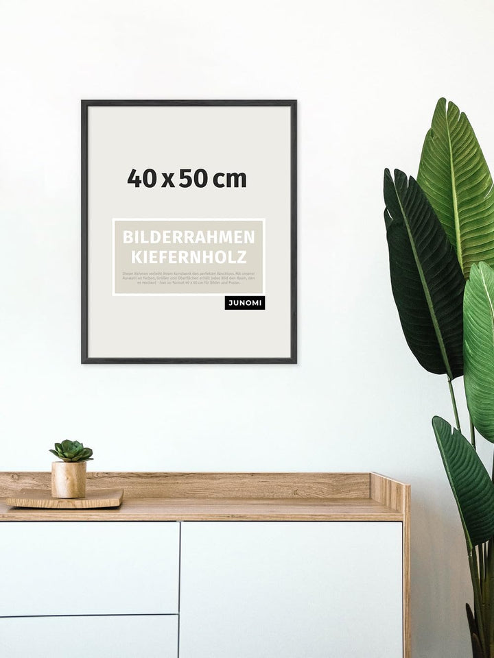 Bilderrahmen 40x50 cm Holz | Farbe Schwarz | Posterrahmen mit bruchsicherem Acrylglas | Hoch- & Quer