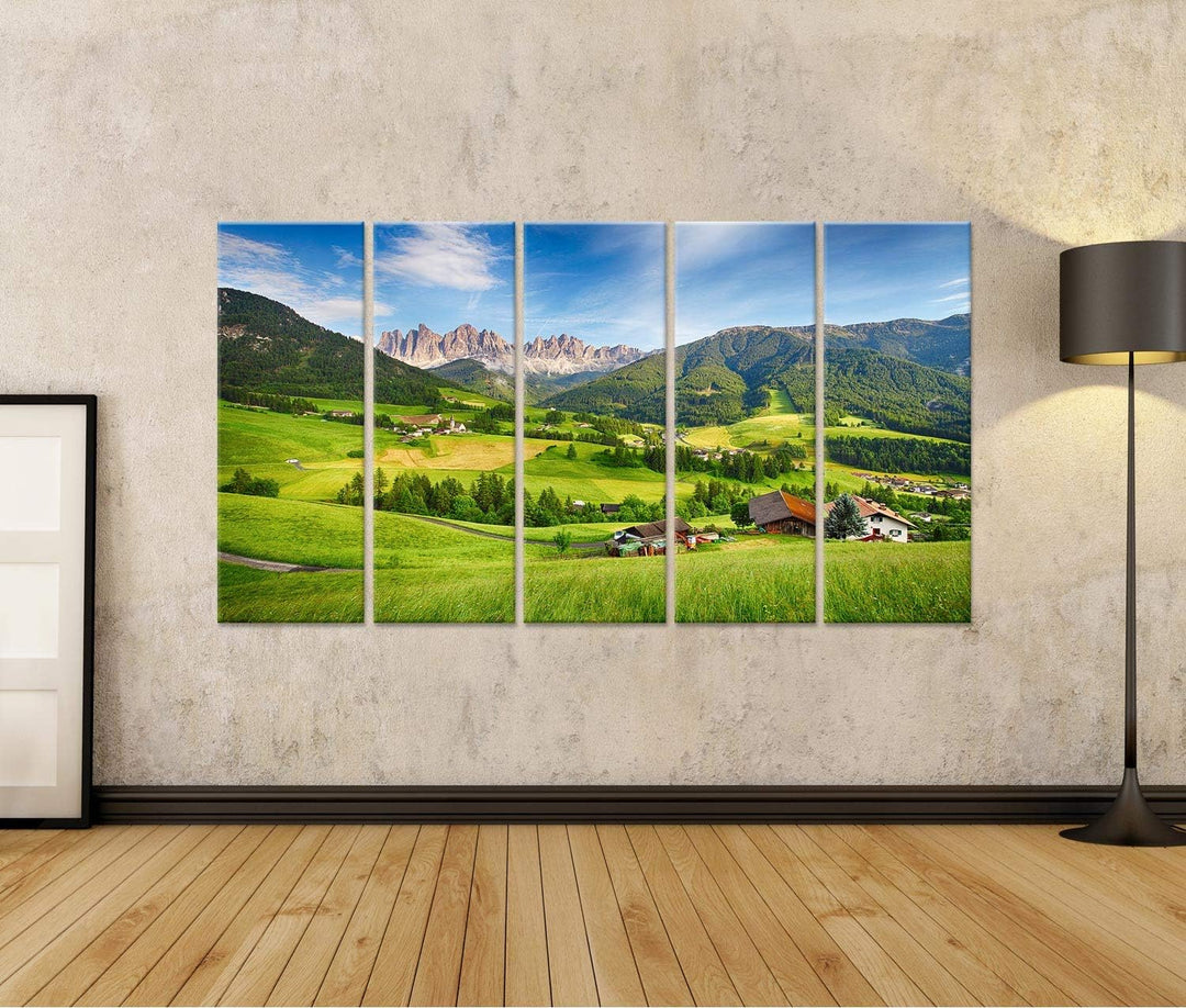 islandburner Bild auf Leinwand Dolomiten Berge Villnöss Bilder Wandbilder Poster Leinwand 160x80cm -