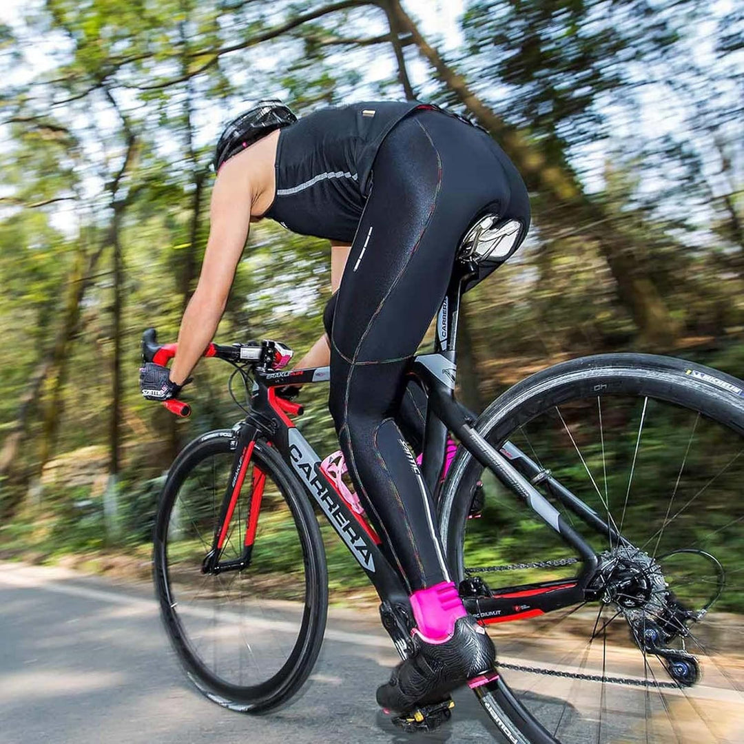 Santic Fahrradhose Lang Damen Radlerhose Gepolstert 7/8 Leggings Tights Sitzpolster Radsport Elastis
