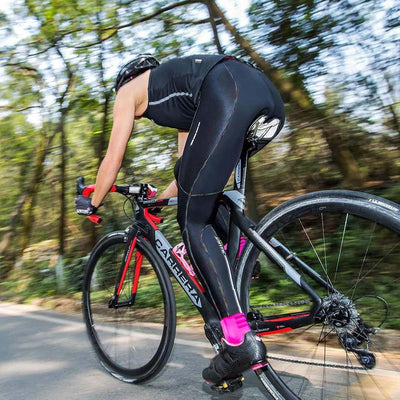 Santic Fahrradhose Damen Lang Gepolstert 7/8 Radlerhose Leggings Tights Sitzpolster Radsport Hose MT