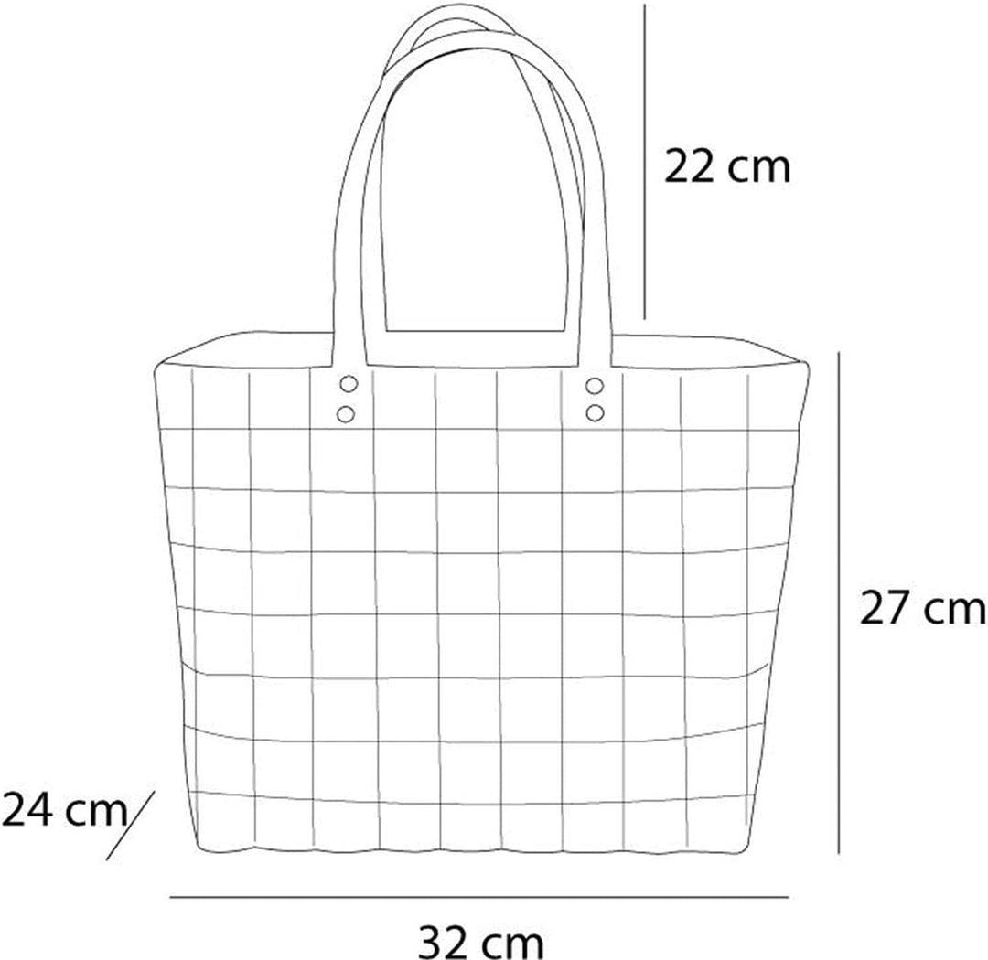 Einkaufskorb Shopper geflochten aus Kunststoff - robuster Strandkorb aus wasserabweisendem Material