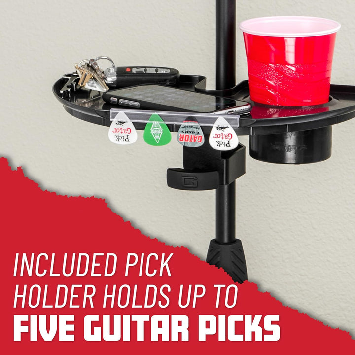 Gator Frameworks Zubehör-Ablage für Mikrofonstativ mit Getränkehalter und Plektrumhalter, 30,5 cm x
