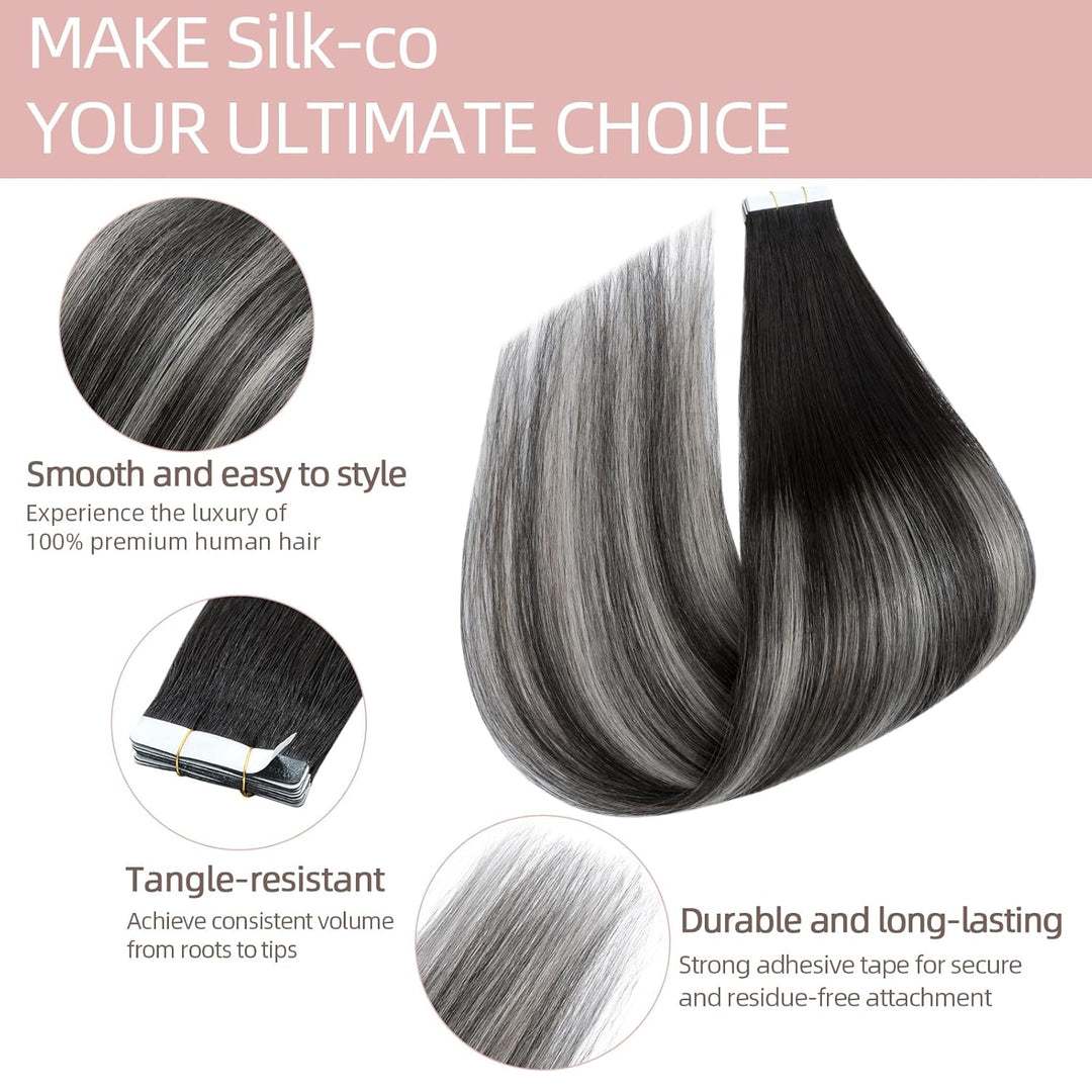 Silk-co Tape in Extensions Echthaar 20stk, leicht Version Tape Extensions Echthaar, Remy Haarextensi