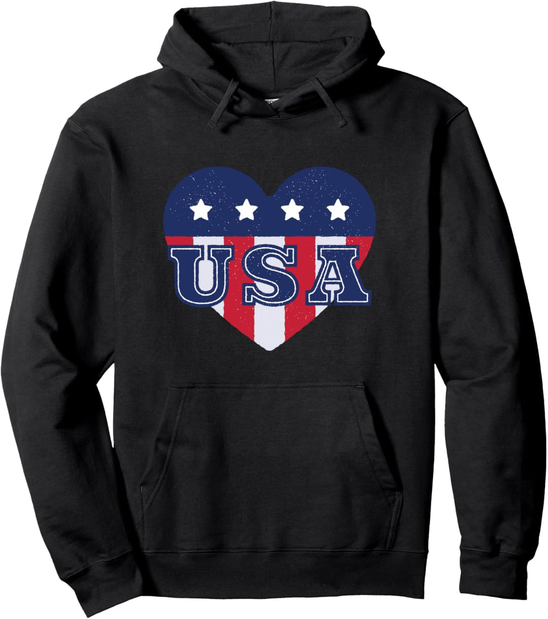 Herz mit Elementen der amerikanischen USA Flagge Pullover Hoodie
