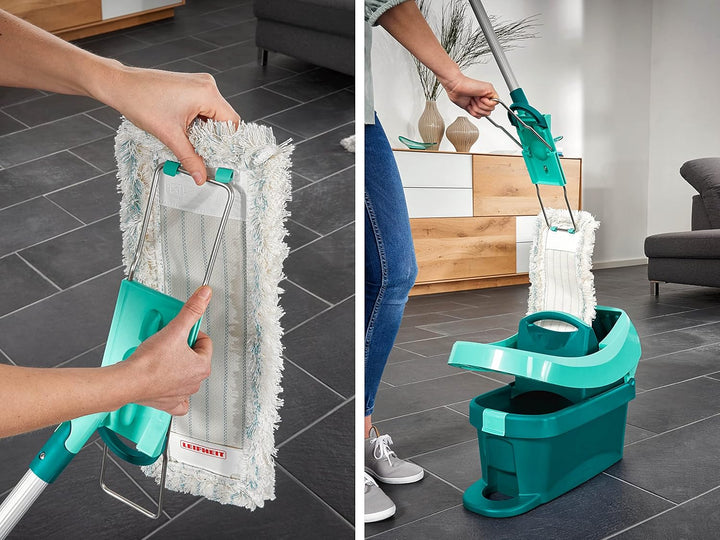 Leifheit rückenschonender Bodenwischer Profi XL micro Duo mit Aluminiumstiel 140cm, Wischmopp zum Lö