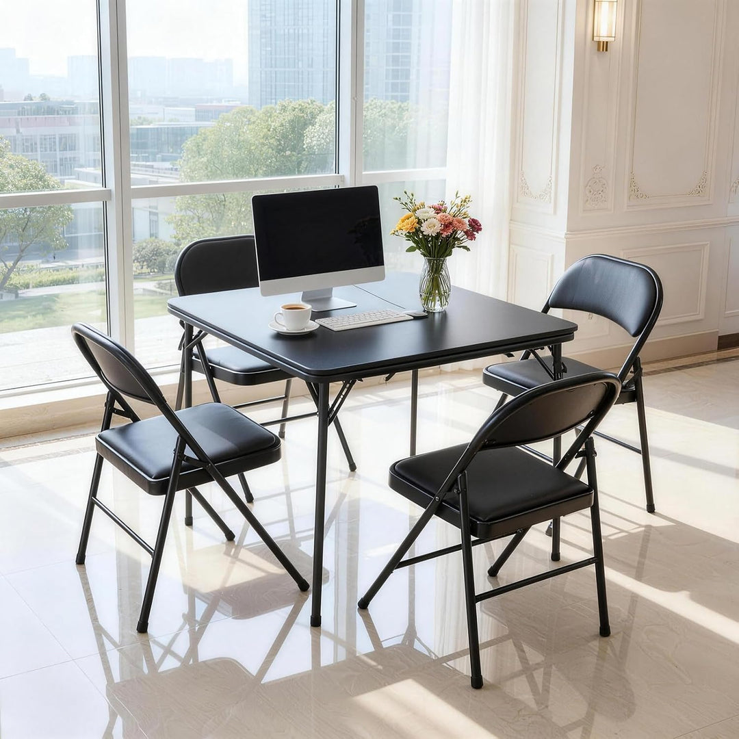 Quadratischer Klapptisch, tragbarer, robuster Kartentisch mit Vinylplatte, für drinnen und draussen,