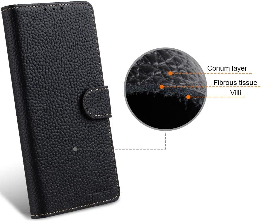 STILGUT Talis kompatibel mit Samsung Galaxy S21 FE 5G Hülle mit Kartenfach aus Leder, Wallet Case, L