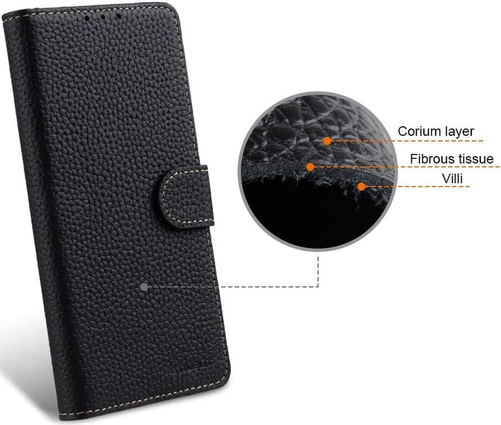 STILGUT Talis kompatibel mit Samsung Galaxy S21 FE 5G Hülle mit Kartenfach aus Leder, Wallet Case, L