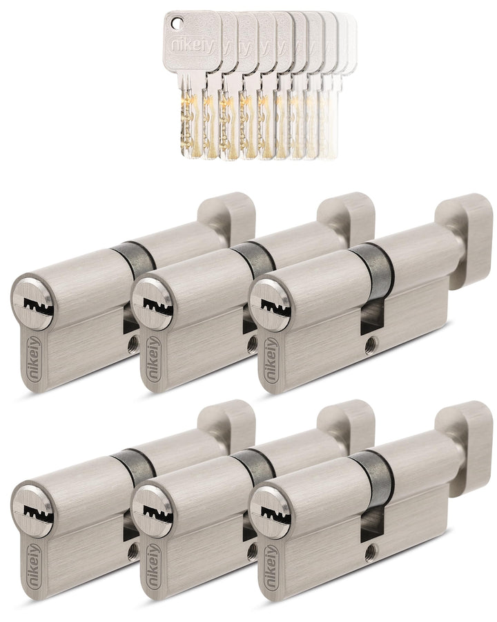 GERCAR Pro 6x Knaufzylinder 35/35 gleichschliessend Set 6 Schliesszylinder mit Knauf inkl. 30 Schlüs