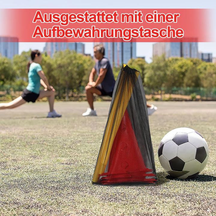 Steckhürdenset Hund, 12 Kegel, 6 Stangen Agility Hürden Steckhürden Set, Koordinationstraining für K