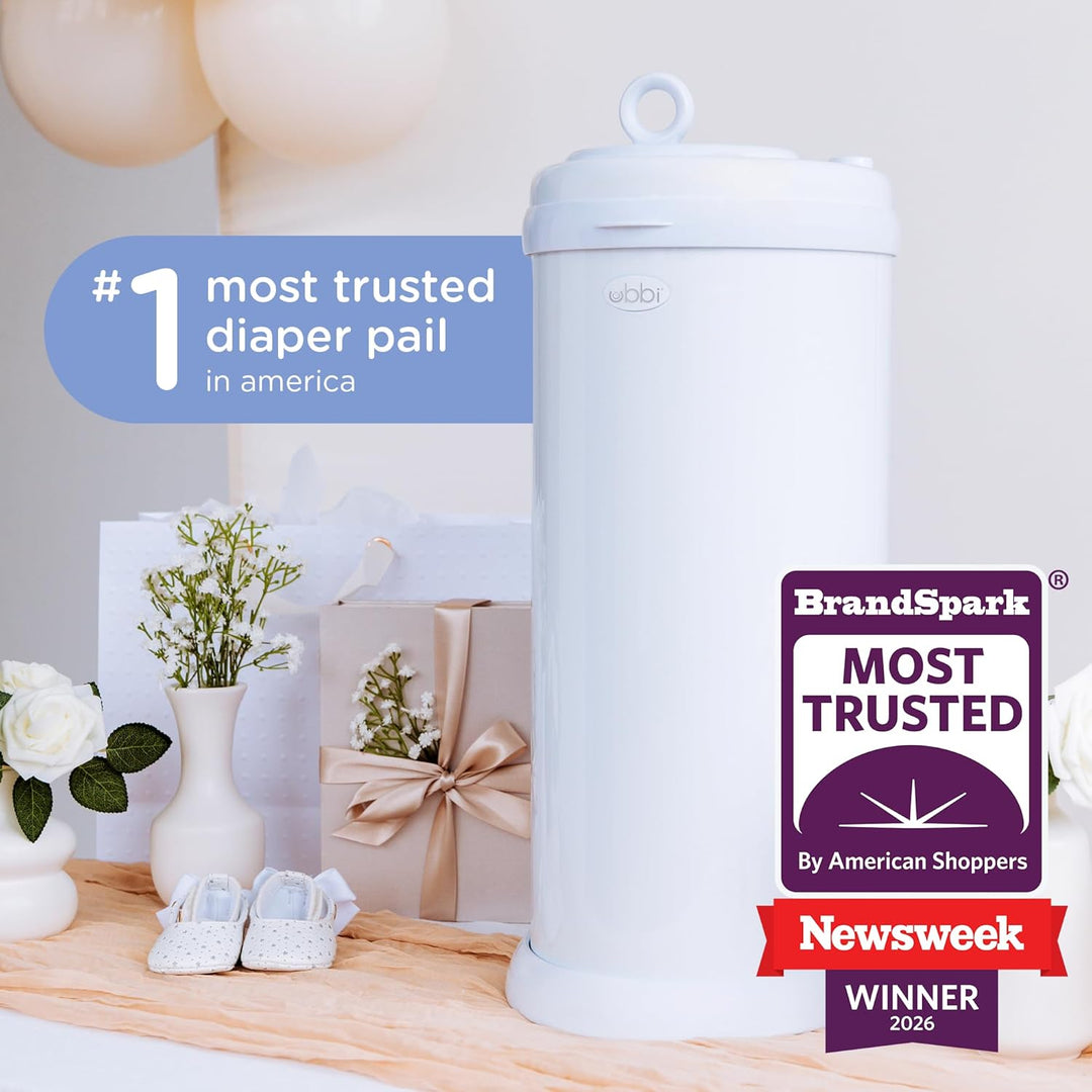 Ubbi Stainless Steel Diaper Pail, Odor Locking, No Special Bag Required, Award-Winning, Registry Mus