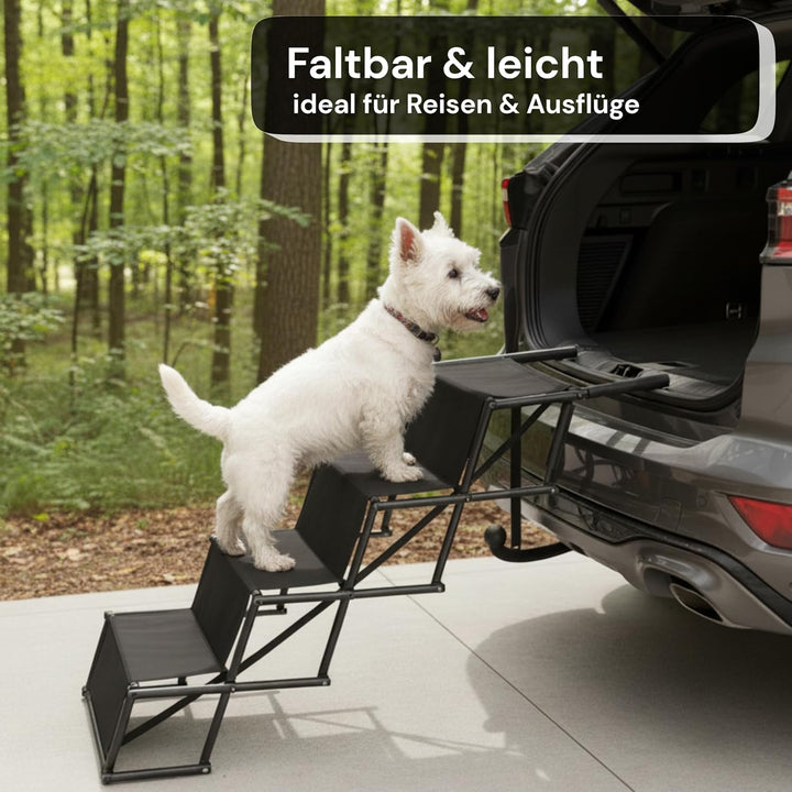 Hundetreppe Auto Klappbar - Faltbare Einstiegshilfe für Kleine bis Grosse Hunde - Höhenverstellbare