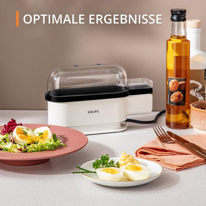 Krups Ovomat Trio Eierkocher, Für bis zu 3 Eier, Inkl. Wasser-Messbecher mit Eierstecher, Eierhalter