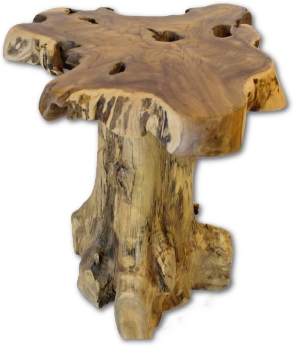 Kinaree Holz Beistelltisch ALOR Setar - Durchmesser ca. 50-55cm Beistelltisch aus Teak Massivholz in
