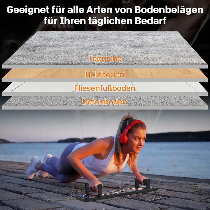 12 in 1 Faltbare Liegestütze Brett mit Handgriff für Muskeltraining Effektiv Formen,Push Up Board fü