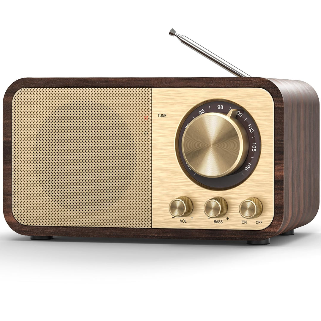 Nostalgie Radio, Retro Radio mit Bluetooth, TF Karten Slot, 2000mAH Wiederaufladbare Batterie, 5 Wat