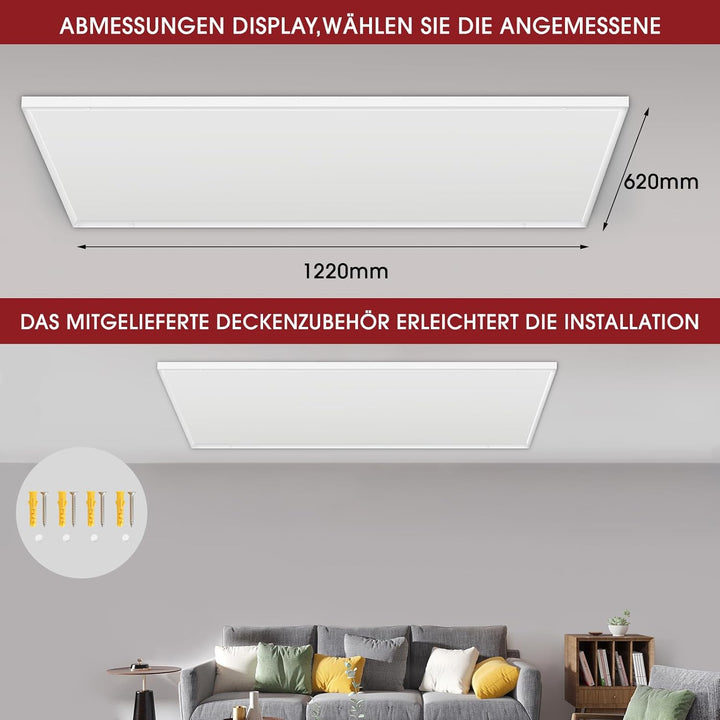 EVOKOR Infrarotheizung Deckenmontage 860W, Infrarotheizung Heizplatte Heizkörper Heizpaneel, Infraro