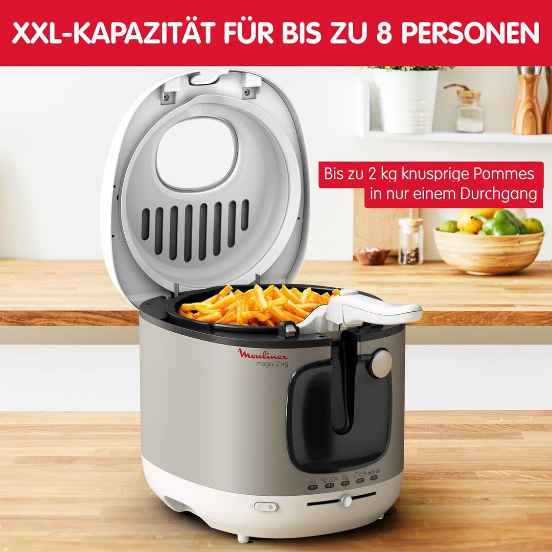 Moulinex AM4800 Mega 2kg Fritteuse | Fritteuse mit Öl | Anti-Geruchs-Filter | regelbare Temperatur |