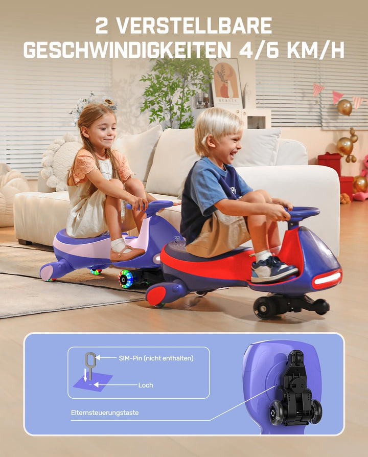 FanttikRide 12V N7 Pro Kinder Elektroauto, Elektrisches Rutschauto mit Pedal, Typ C aufladbar Batter