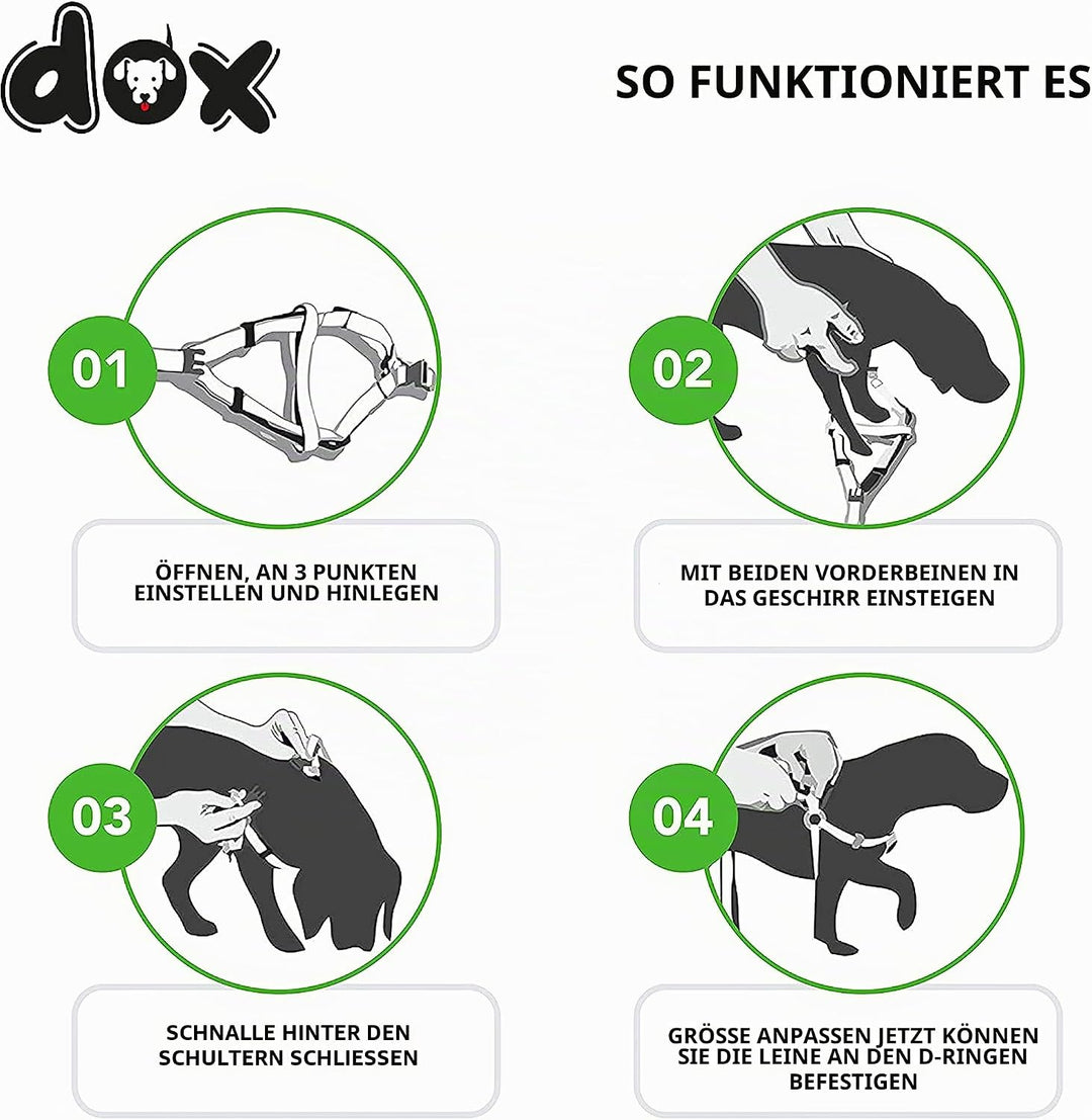 DDOXX Air Mesh Step-In Hundegeschirr - Verstellbare Brust Welpengeschirr für alle Grössen - M (Grün)