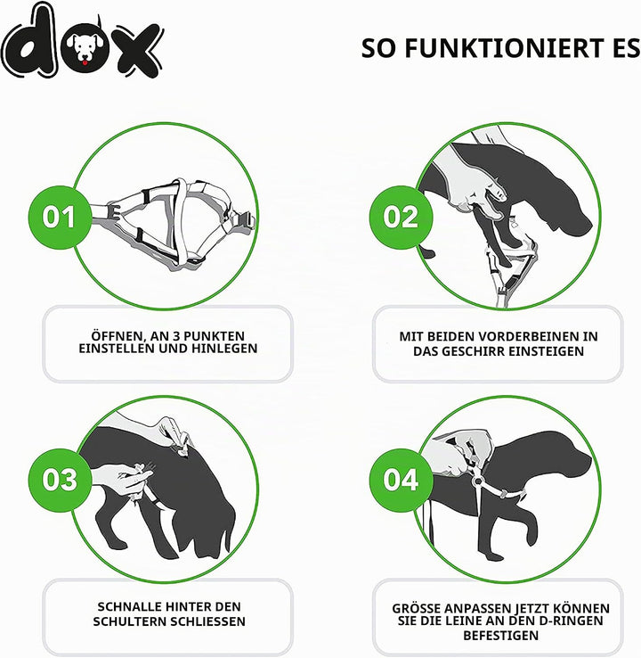 DDOXX Air Mesh Step-In Hundegeschirr - Verstellbare Brust Welpengeschirr für alle Grössen - M (Grün)