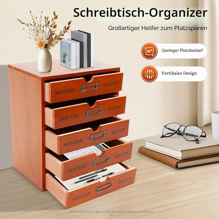 Desktop Schubladenbox Holz 5 Schubladen Kommode Französischen Vintage Stil Schubladencontainer Ablag