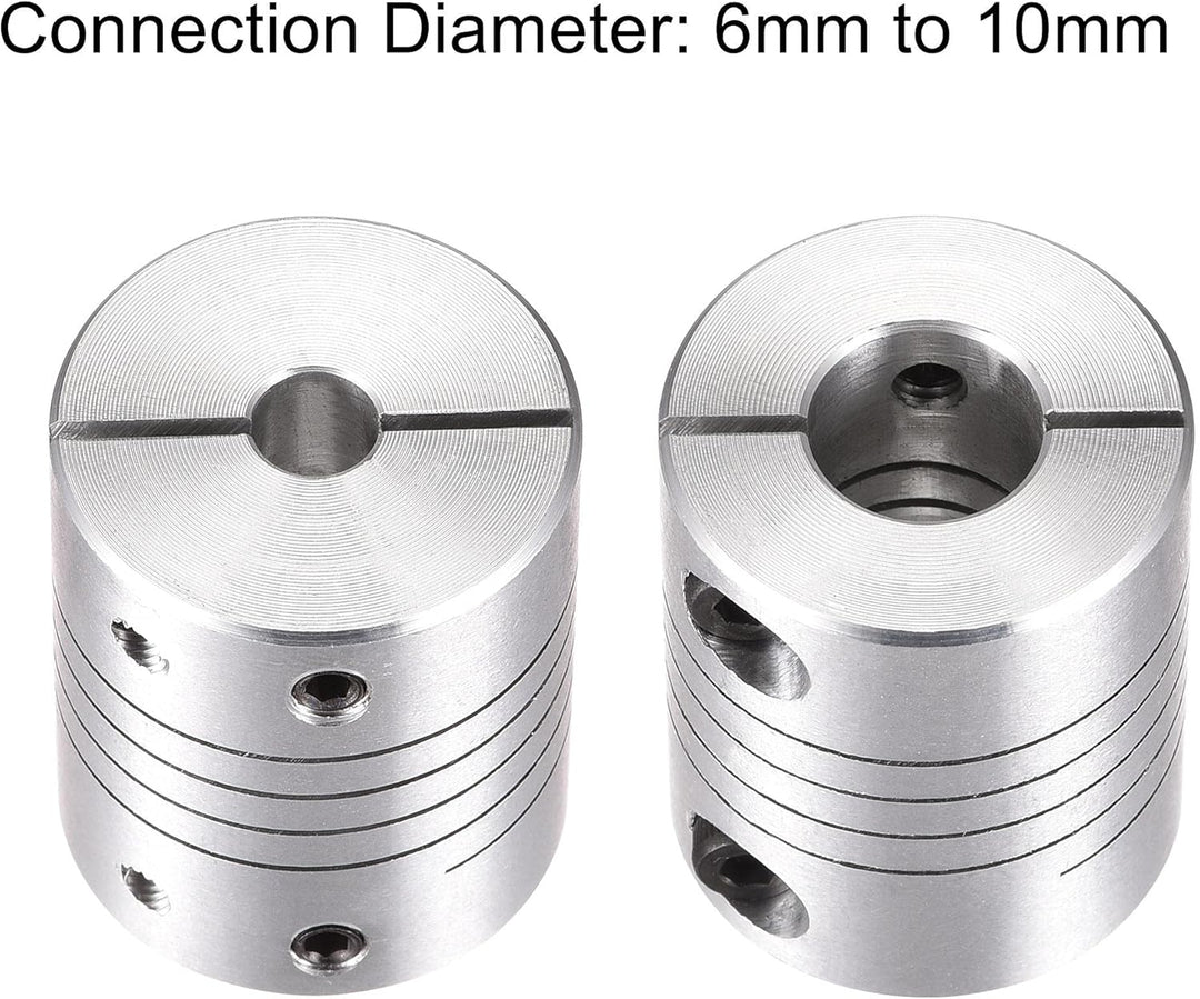 sourcing map 2Stk Motorwelle 6mm auf 10mm Spiralförmiger Strahl Koppler Kupplung 25mm Durchmesser 30