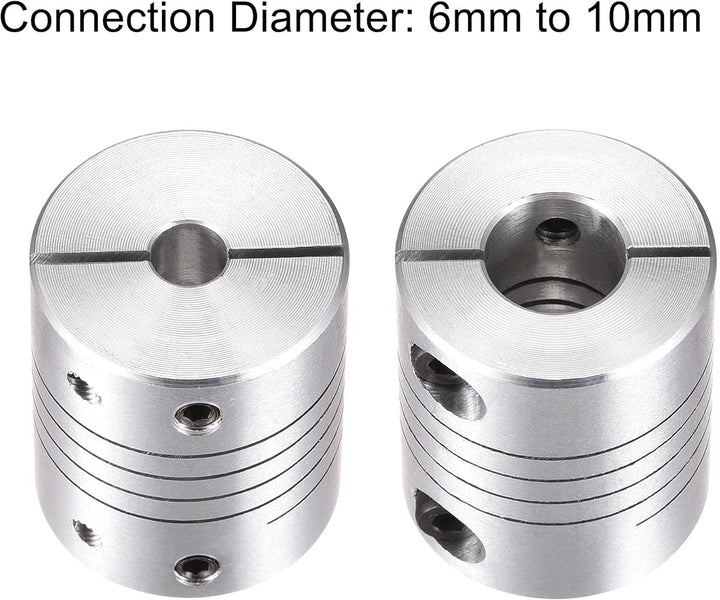 sourcing map 2Stk Motorwelle 6mm auf 10mm Spiralförmiger Strahl Koppler Kupplung 25mm Durchmesser 30