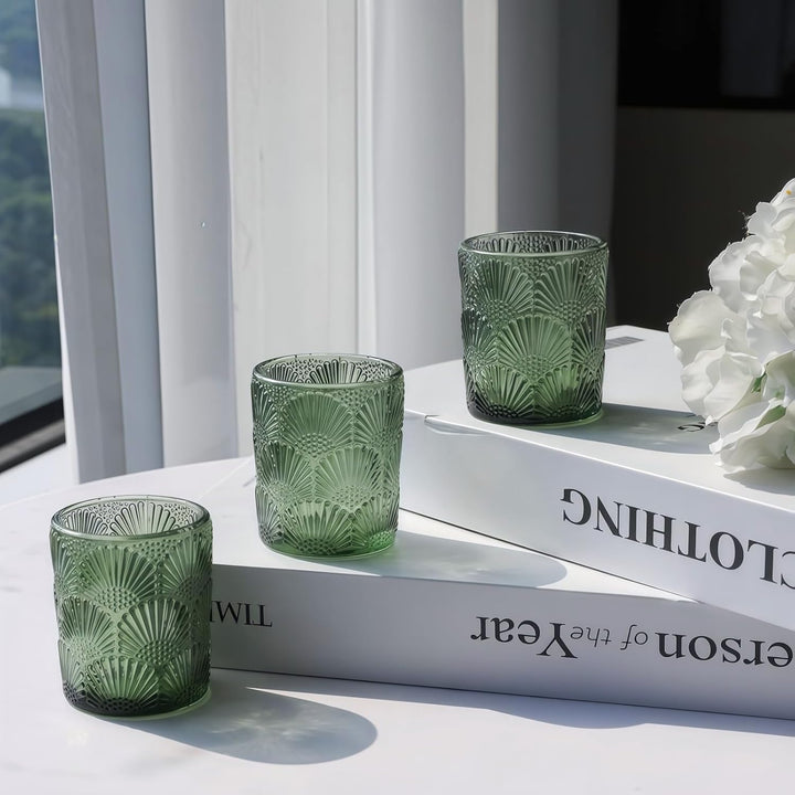 Grün Teelichthalter Glas mit 12, Grüner Teelichtgläser Vintage für die Tischdekoration bei Hochzeits
