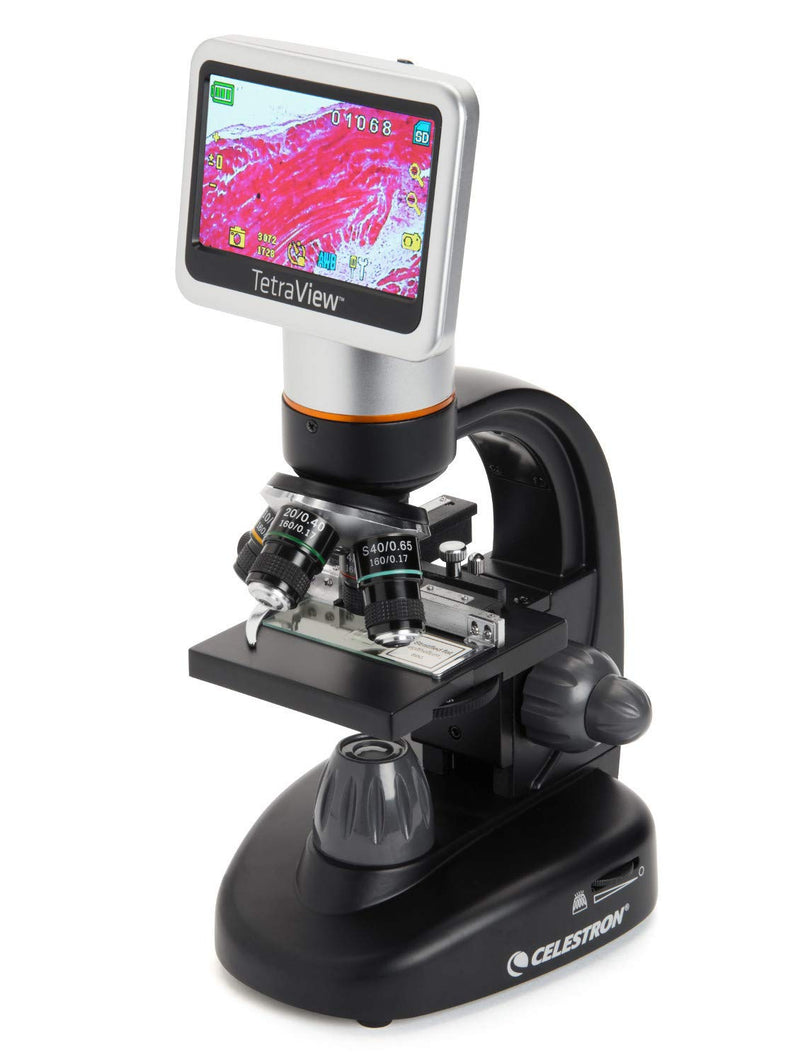 Celestron 44347 TetraView LCD Digitales Touchscreen-Mikroskop, 40- bis 400-fache Vergrösserung, Schw