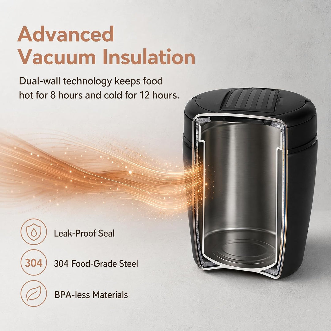 Thermobehälter für Essen 1200ml Warmhaltebehälter Essen to go mit Tasche & Löffel Thermo Speisebehäl