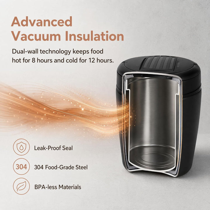 Thermobehälter für Essen 1200ml Warmhaltebehälter Essen to go mit Tasche & Löffel Thermo Speisebehäl