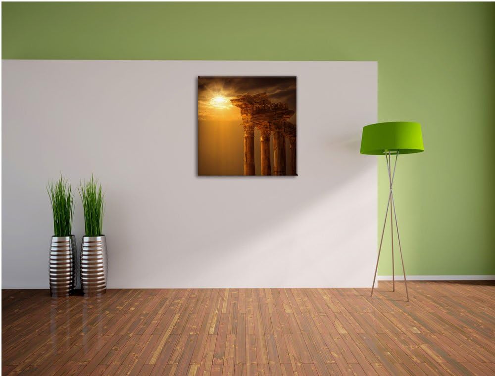 Antiker Apollontempel, Format: 70x70 auf Leinwand, XXL riesige Bilder fertig gerahmt mit Keilrahmen,