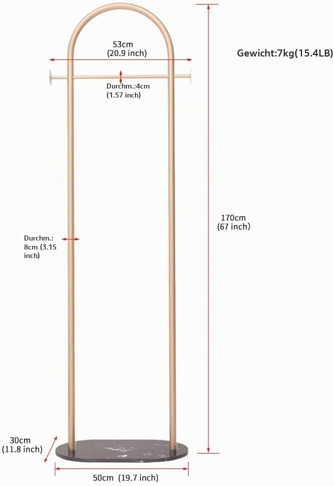 Marmor Kleiderständer,Garderobenständer,Kleiderstange,Eckgarderobe,Ständermantel Rad Gold Runde Rohr