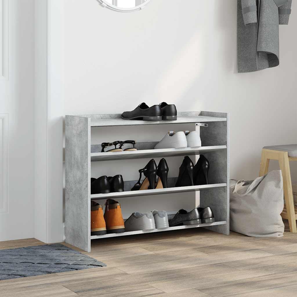 vidaXL Schuhregal Betongrau 80x25x62 cm Holzwerkstoff, Schuhschrank, Schuhaufbewahrung, Schuhe Organ