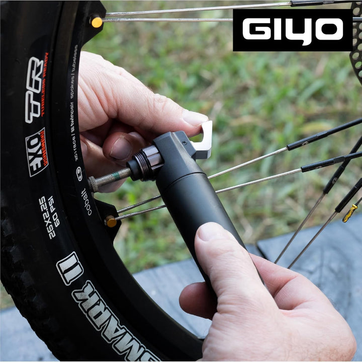 GIYO GM-45CT Mini-Fahrradpumpe, 2-Stage Hochvolumen (80cc) / Hochdruck-Alu-Pumpe (7 bar) für Mountai