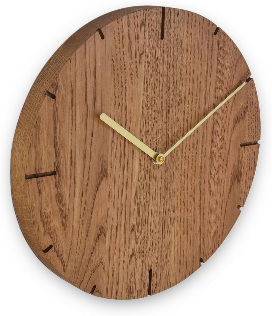 Natuhr Wanduhr Eiche rustikal Räuchereiche Holz Solide Massivholz, geräuscharmes U.T.S. Uhrwerk, pur