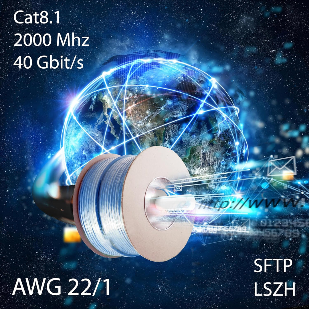 CAT 8 Verlegekabel Netzwerkkabel CAT.8.1 LAN Halogenfrei Installationskabel CAT8 Kabel Netzwerk Verk
