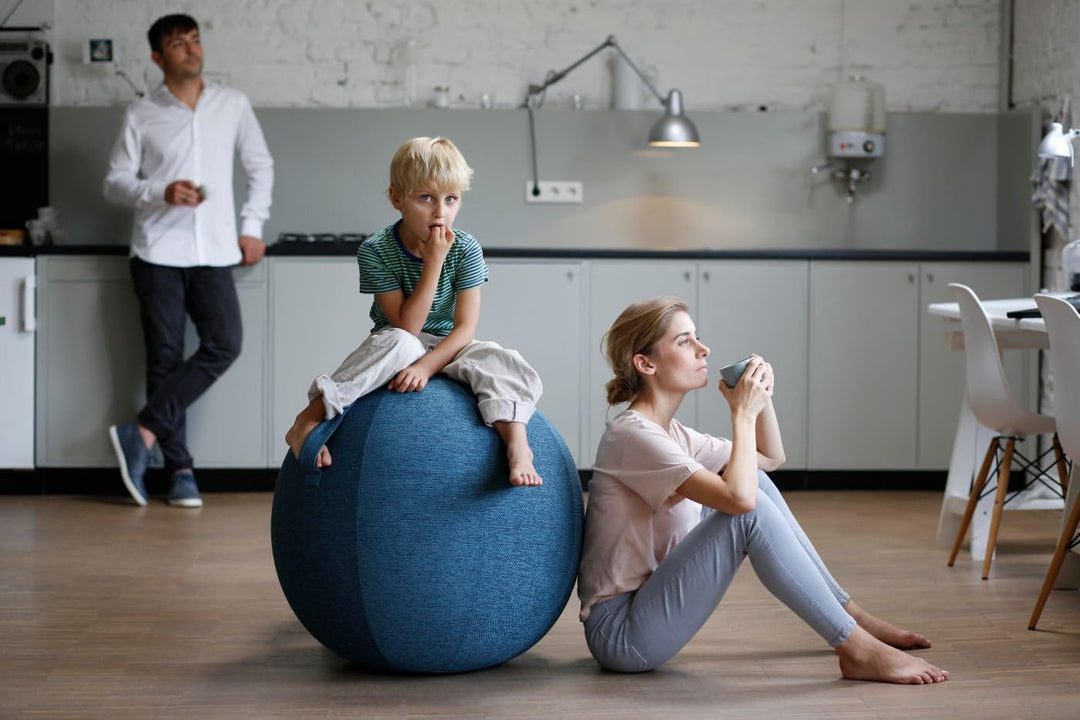 VLUV® BOL STOV Sitzball Büro Ergonomisch [Atmungsaktiv mit Tragegriff und Wegrollschutz] Waschbarer