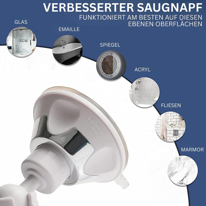 Mirrorvana Kleiner Duschspiegel antibeschlag und bruchsicher, runder Wandspiegel mit starkem 360° Sa