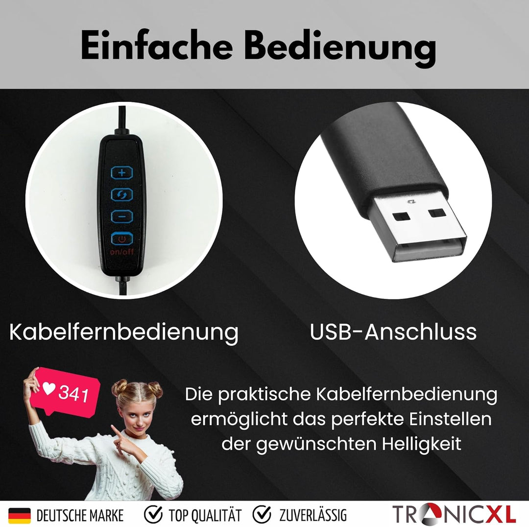 Ringlicht mit Klemmstativ Tisch Stativ Ring Light Handyhalter kompatibel mit iPhone Smartphone Licht