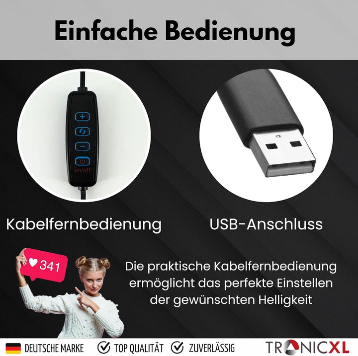 Ringlicht mit Klemmstativ Tisch Stativ Ring Light Handyhalter kompatibel mit iPhone Smartphone Licht
