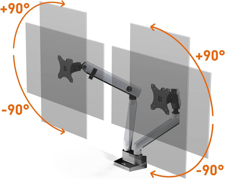 Durable Monitor Halterung Select Plus für 2 Monitore, Schwenkarme 90° drehbar, neigbar, höhenverstel