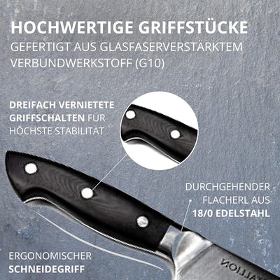 Stallion Professional Koch Messerset mit Tasche - 6 tlg. Profi Messerset mit Messertasche für Köche