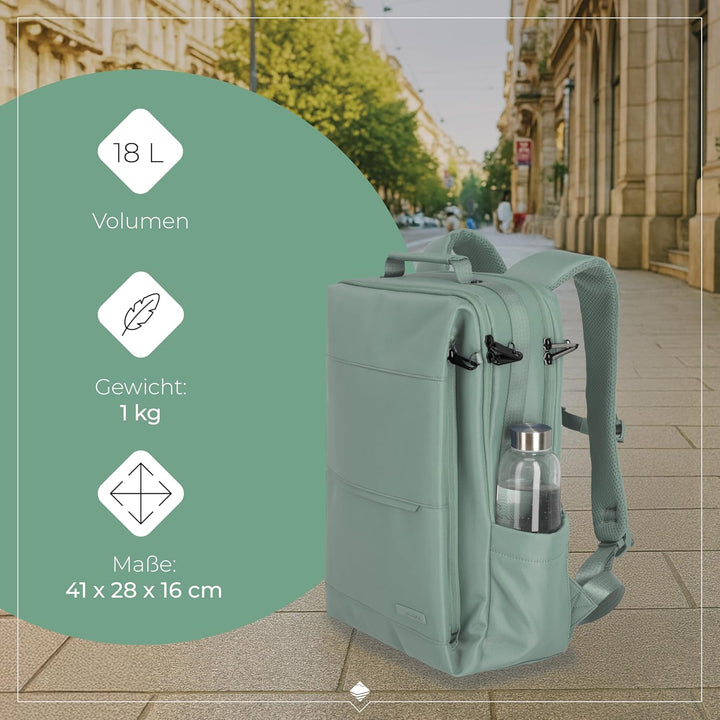 Travelite Handgepäck Rucksack, Laptop Rucksack 15,6 Zoll, WORKFLOW Reiserucksack aus recyceltem Mate