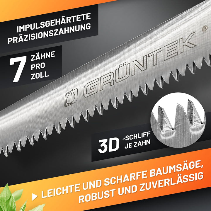 GRÜNTEK Gartensäge BARRAKUDA 300 mm, Baumsäge, Impuls gehärtete aggressive Spezial-Zahnung, Handsäge