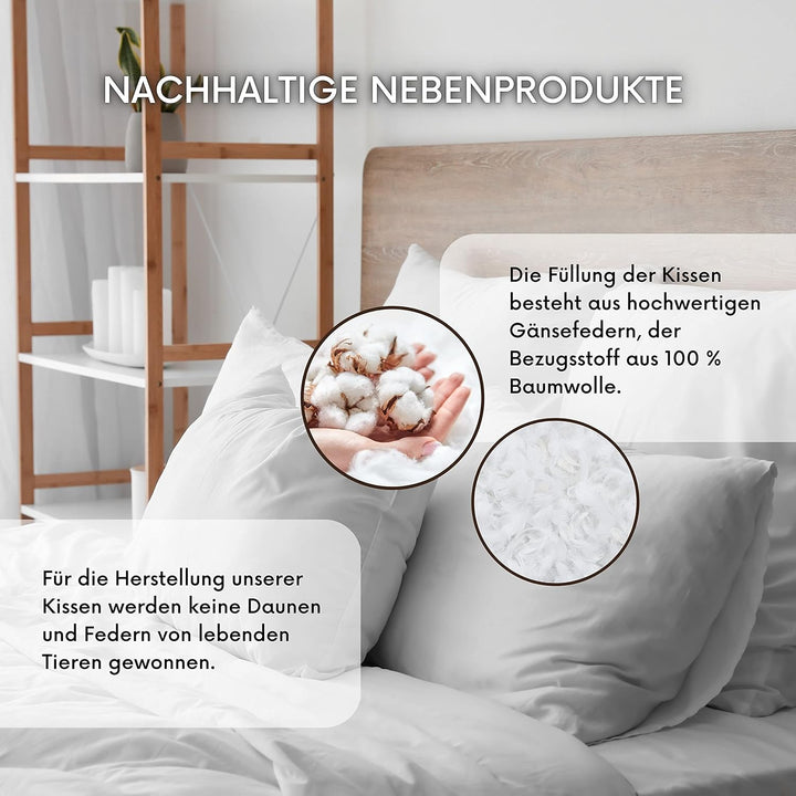 MSS e.K. 2er Set Federkissen | Grösse: 20 x 20 cm | Füllgewicht: je 70 Gramm | 100% Baumwolle | kein