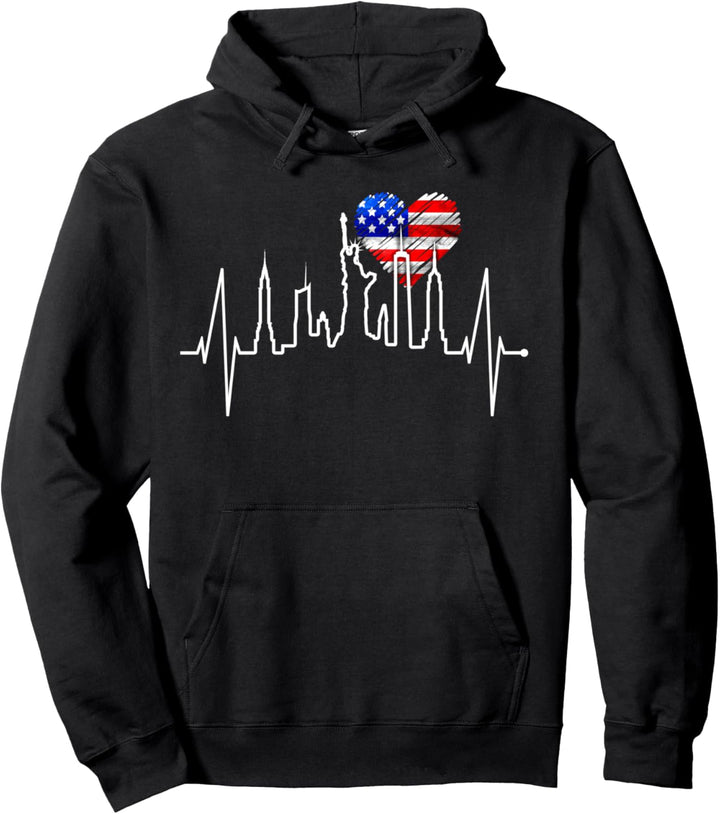New York Skyline Herzschlag Freiheitsstatue NYC USA New York Pullover Hoodie