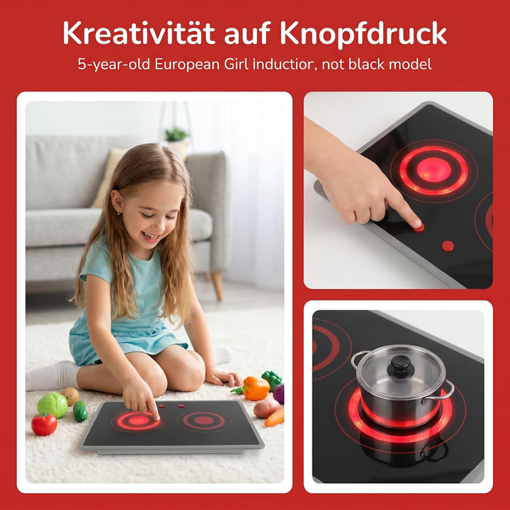 ibasenice Küchen Spielzeug Induktionsherd Tragbares Junge Mädchen Kochfeld Mit Sound Licht Effekten