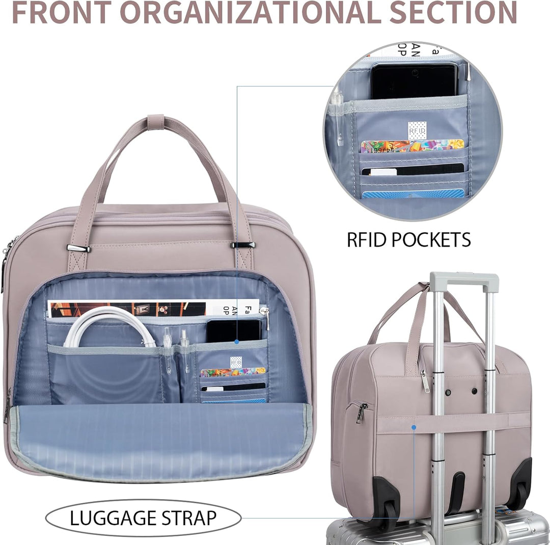 EMPSIGN Trolley Business Rolling Laptop mit Rädern, Rolling Laptoptasche für Frauen passt bis zu 15.
